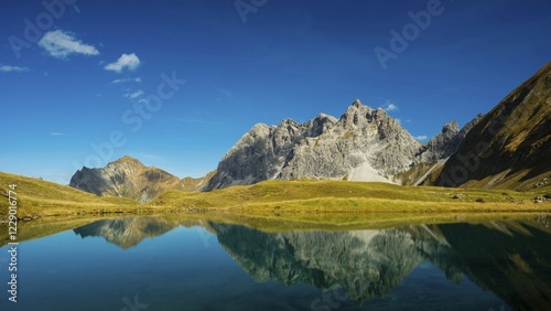 Eissee lake, Oytal, at the back Mt Großer Wilder, 2379m, Hochvogel- and Rosszahn Group, Allgäu Alps, Allgäu, Bavaria, Germany, Europe photo
