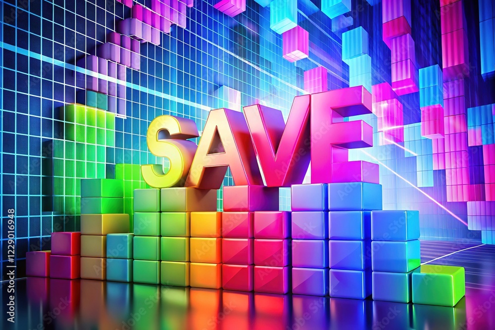 Colorful Geometric Cubes Graph Save Concept Colorful Geometric Cubes Graph Save Concept