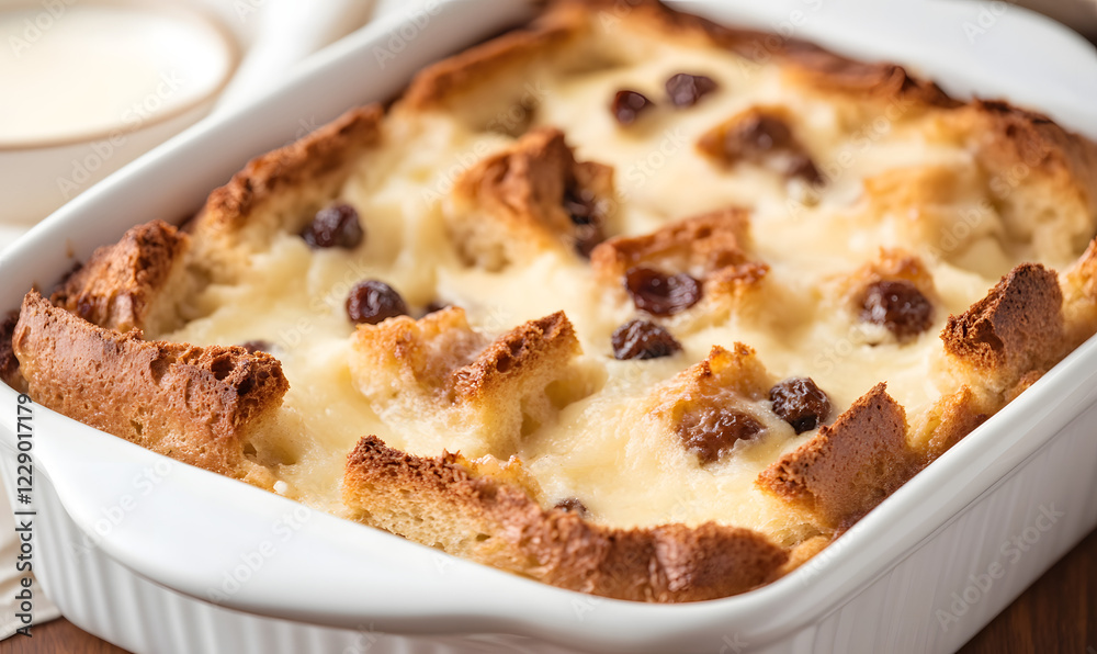 Bread Pudding with Vanilla Sauce and a Twist Ingredients, Generative AI Bread Pudding with Vanilla Sauce and a Twist Ingredients, Generative AI