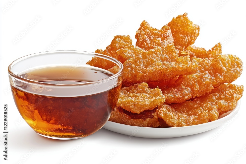 Crispy fish and chips served with malt vinegar Treat Snack Food Crispy fish and chips served with malt vinegar Treat Snack Food