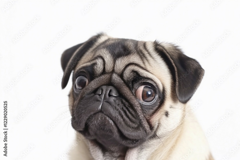 Pug dog on white background. KI generiert, generiert AI generated Pug dog on white background. KI generiert, generiert AI generated