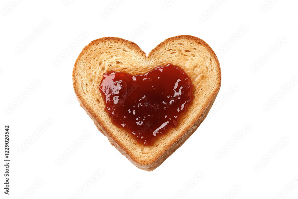 toasted slice of bread with heart shaped of strawberry jam isolated on png and transparent background Generative Ai. toasted slice of bread with heart shaped of strawberry jam isolated on png and transparent background Generative Ai.