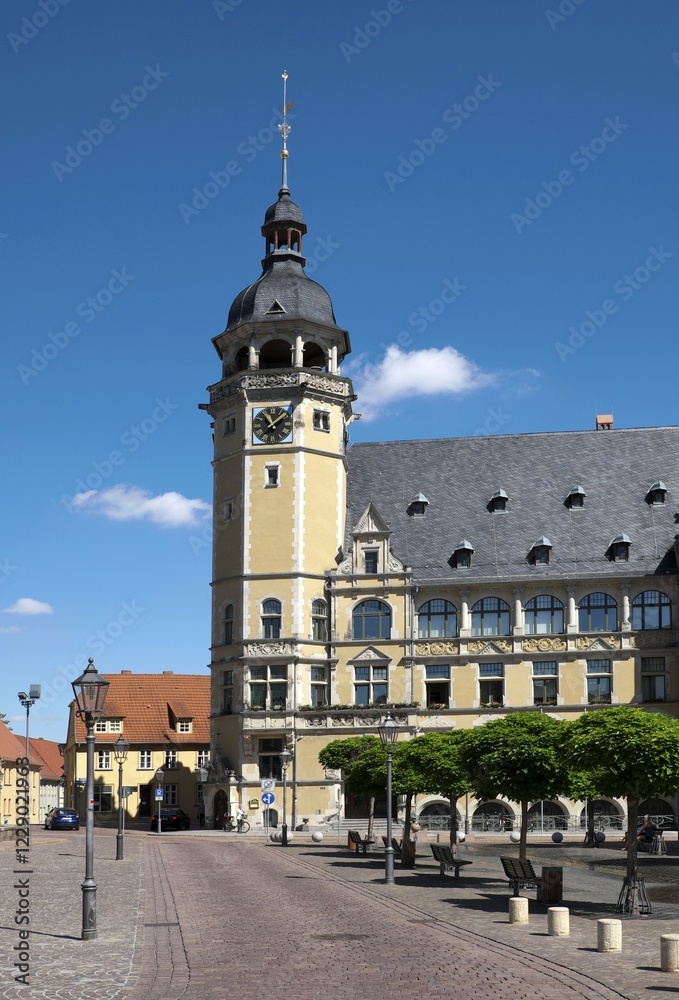 Obraz premium Town hall, market square, Köthen, Saxony-Anhalt, Germany, Europe