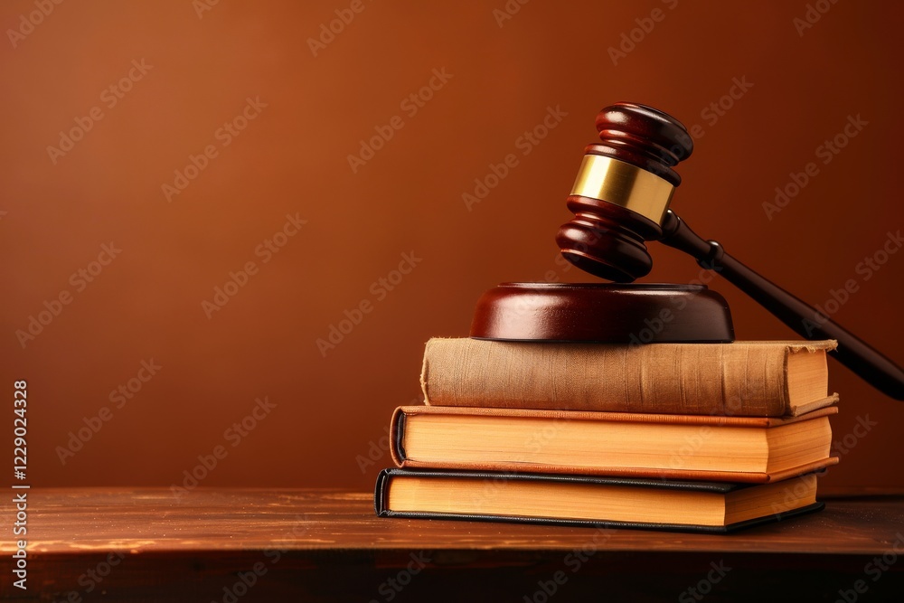 The enduring Symbol of Justice, represented by a gavel alongside a stack of law books resting on a table, highlights the critical elements of the legal system and its importance in upholding justice