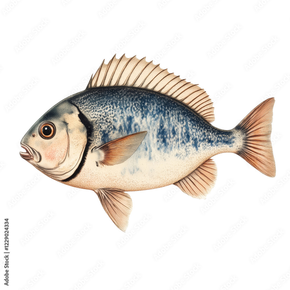 Fototapeta premium Vintage Sea Bream Fish Displaying Unique Features