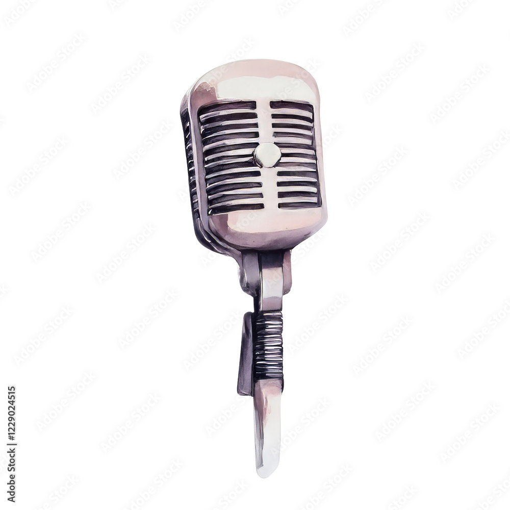 Fototapeta premium Vintage Silver Microphone Showcasing Unique Design