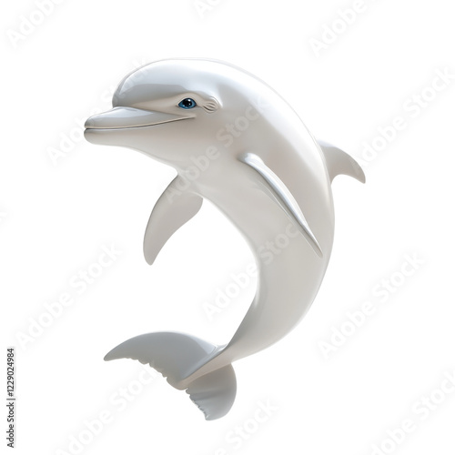 Dolphin, white background, realistic rendering effect, simple and smooth lines, minimalist design style, full-body shot, high-definition details transparent, alpha background png photo