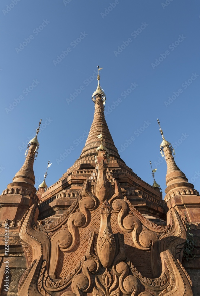 Fototapeta premium Restored stupa in Sankar, near Inle Lake, Burma, Myanmar, Asia
