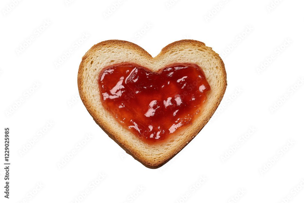 toasted slice of bread with heart shaped of strawberry jam isolated on png and transparent background Generative Ai. toasted slice of bread with heart shaped of strawberry jam isolated on png and transparent background Generative Ai.
