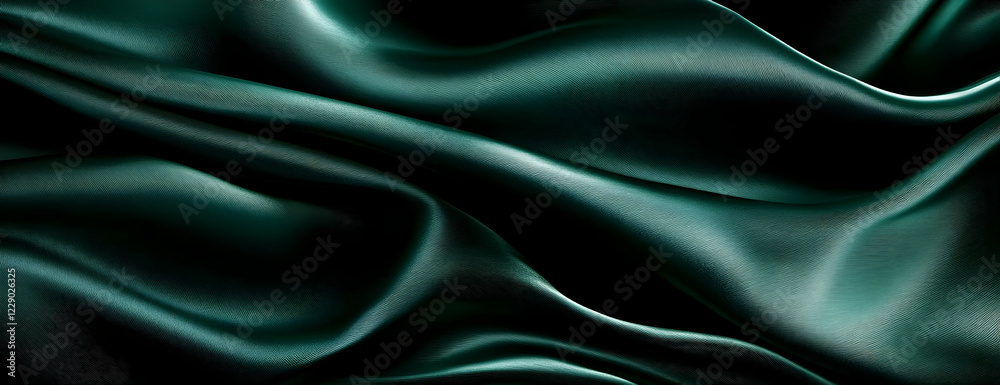 Obraz premium Dark green silk drapes, studio backdrop