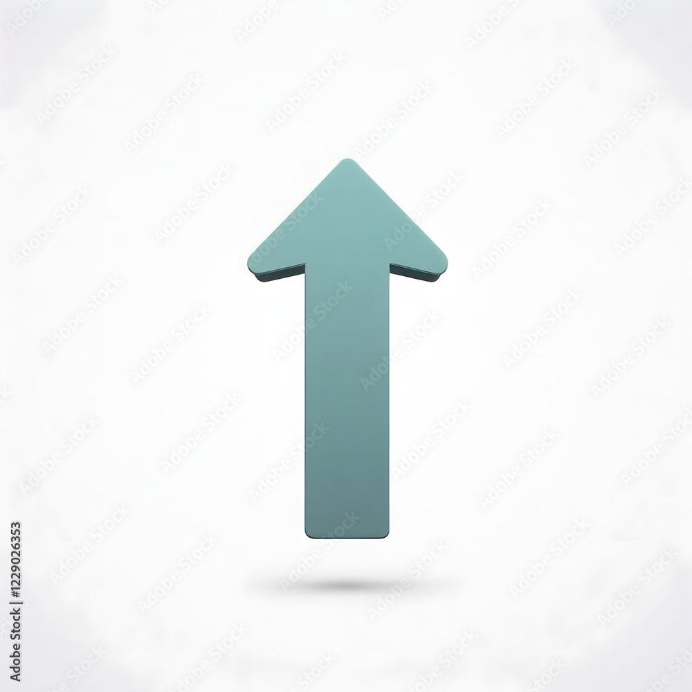 A teal arrow points directly upwards against a white background A teal arrow points directly upwards against a white background