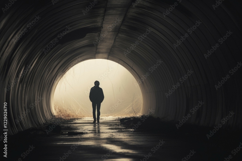 Teen with depression, sad teen, anxiety disorder, loneliness, problems, tunnel vision, eclipse, AI generated