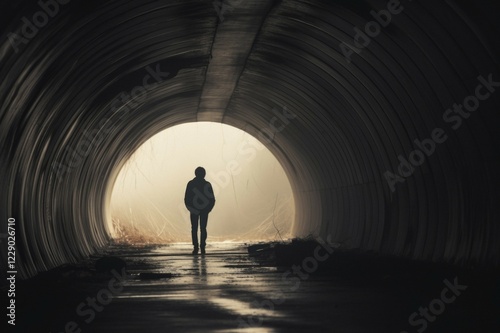 Obraz na płótnie Teen with depression, sad teen, anxiety disorder, loneliness, problems, tunnel vision, eclipse, AI generated w salonie
