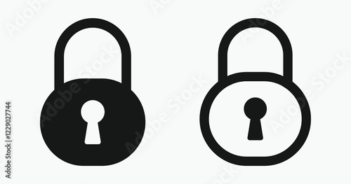 Lock icon set with white background. Includes locked and unlocked icons. security symbol.