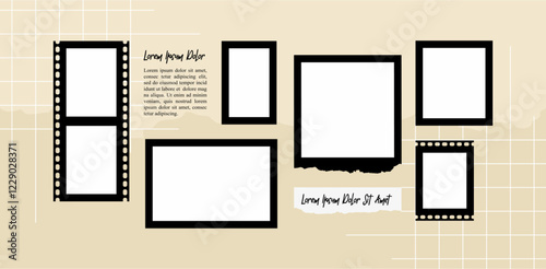 Pictures or photos frame collage. comics page grid layout abstract photo frames and digital photo wall template
