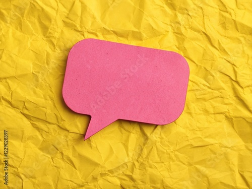 Pink grunge bubble on yellow, social buzz. photo