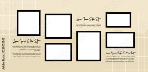 Pictures or photos frame collage. comics page grid layout abstract photo frames and digital photo wall template