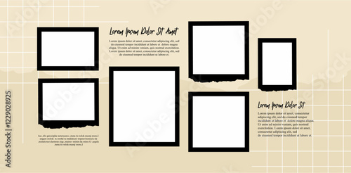 Pictures or photos frame collage. comics page grid layout abstract photo frames and digital photo wall template