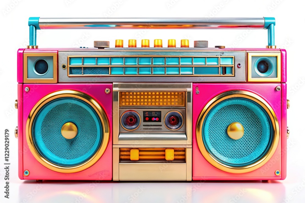 Fototapeta premium Retro Boombox Cassette Player, 90s Style Portable Stereo