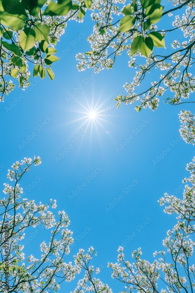 Fototapeta premium Springtime Blossoms Against a Vibrant Blue Sky
