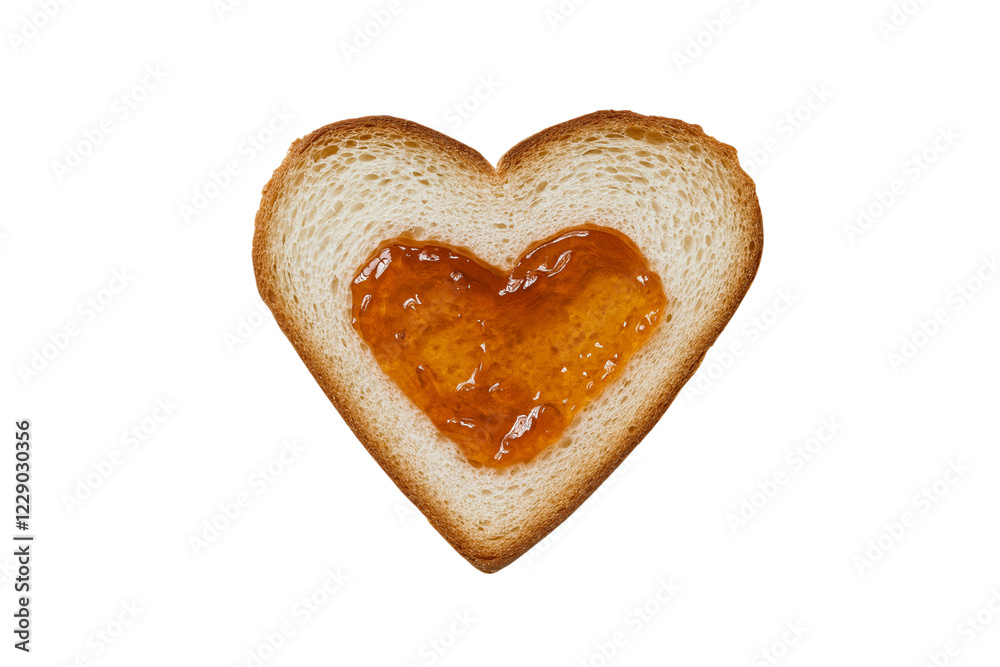 toasted slice of bread with heart shaped of strawberry jam isolated on png and transparent background Generative Ai. toasted slice of bread with heart shaped of strawberry jam isolated on png and transparent background Generative Ai.
