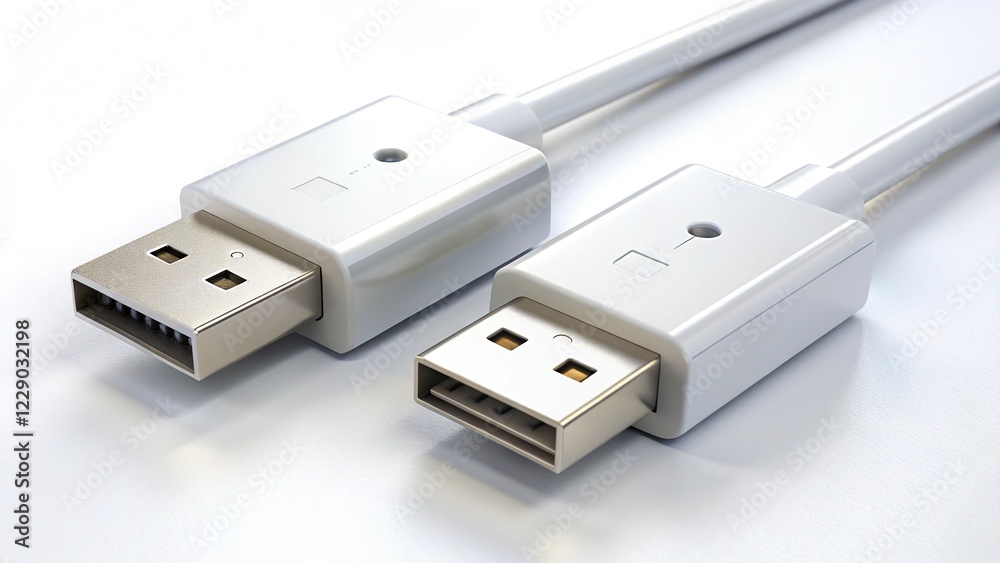 White Rectangular USB Cables on White Background - High Quality Photo White Rectangular USB Cables on White Background - High Quality Photo