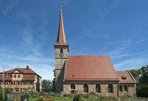 St. Egidienkirche, church with vicarage, late Gothic hall church, Beerbach, Middle Franconia, Bavaria, Germany, Europe photo