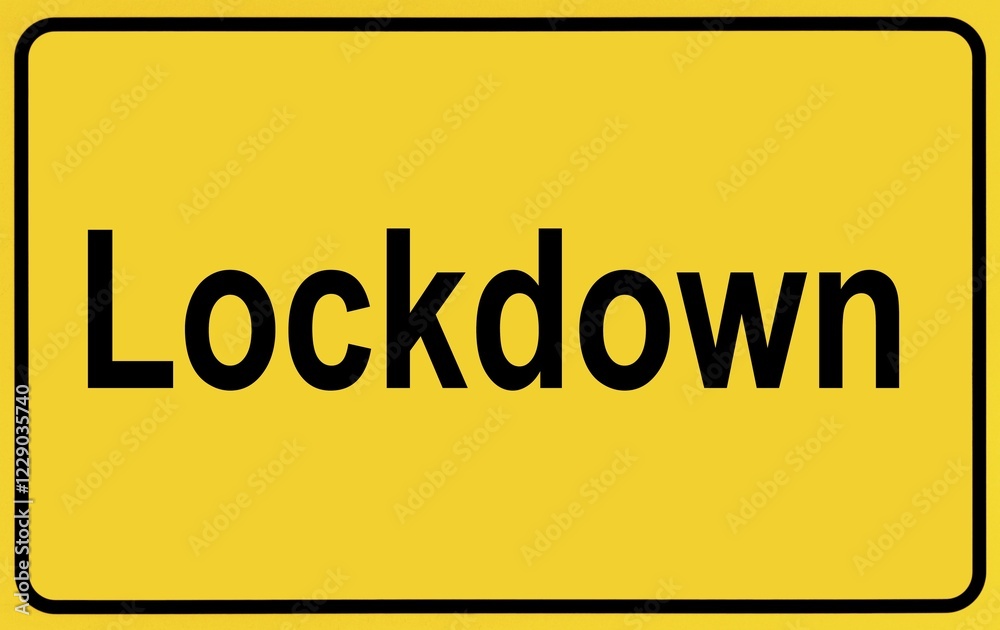Symbol image, place name sign, lockdown, shutdown, corona crisis, Germany, Europe Symbol image, place name sign, lockdown, shutdown, corona crisis, Germany, Europe