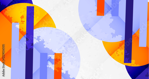 Squares, circles and triangles and grainy noisy texture. Vector Illustration For Wallpaper, Banner, Background, Card, Book Illustration, landing page