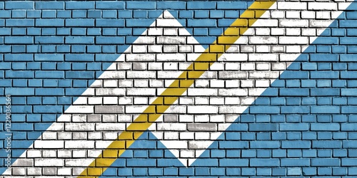 Flag of the Franco Yukonnais community painted on brick wall