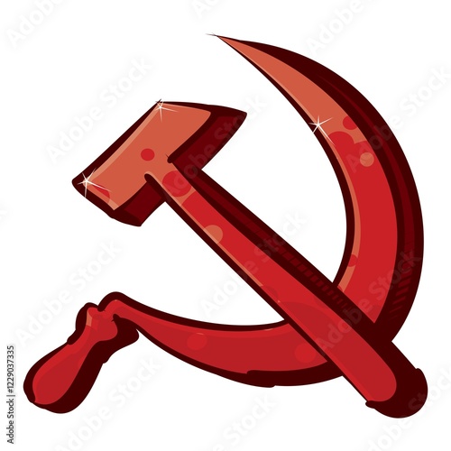 Billede på lærred Red communism symbol created in graffiti style