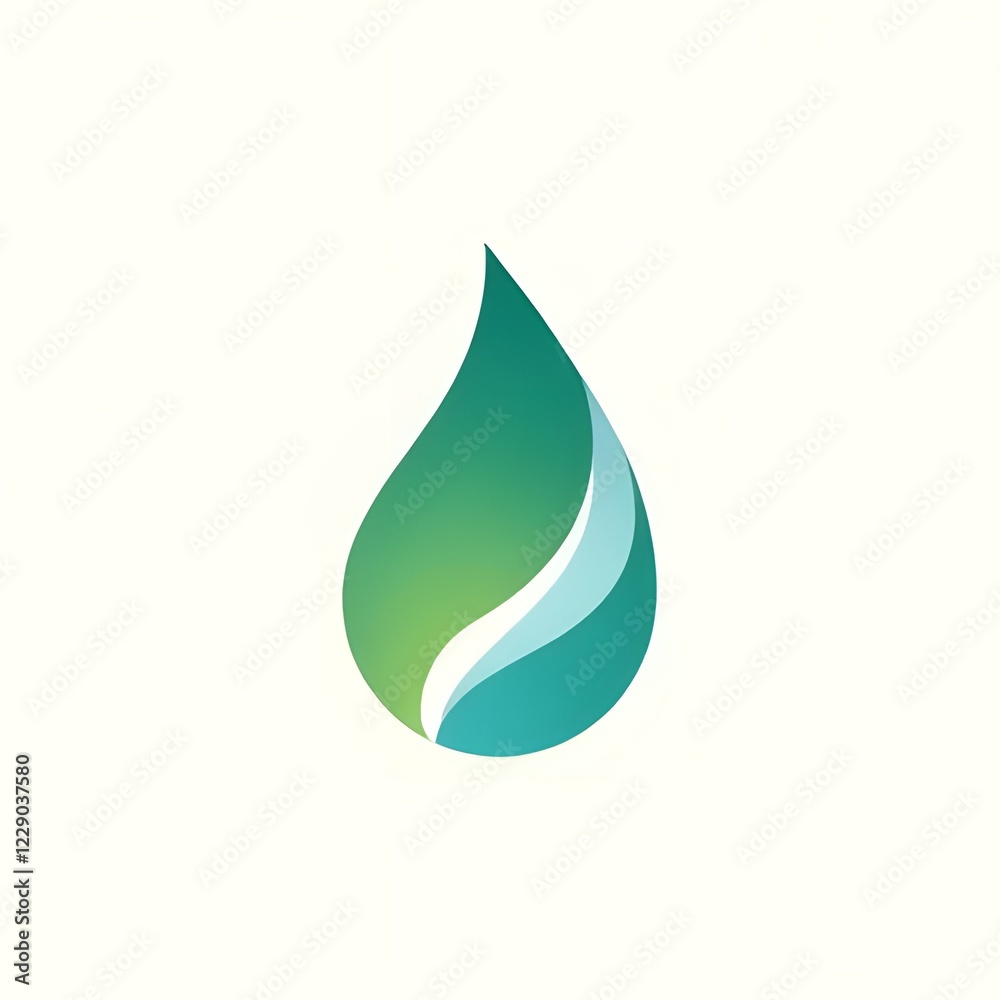 Elegant Leaf Shaped Water Droplet Icon Symbolizing Sustainable Energy and Ecology Elegant Leaf Shaped Water Droplet Icon Symbolizing Sustainable Energy and Ecology