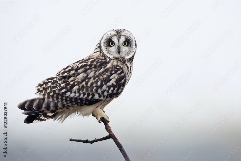 Fototapeta premium Short-eared owl (Asio flammeus), East Frisia, Lower Saxony, Germany, Europe