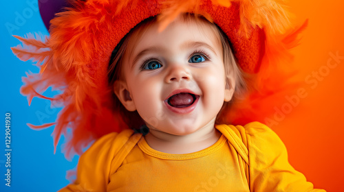 Toddler Playing Dress-Up with Feather Boa