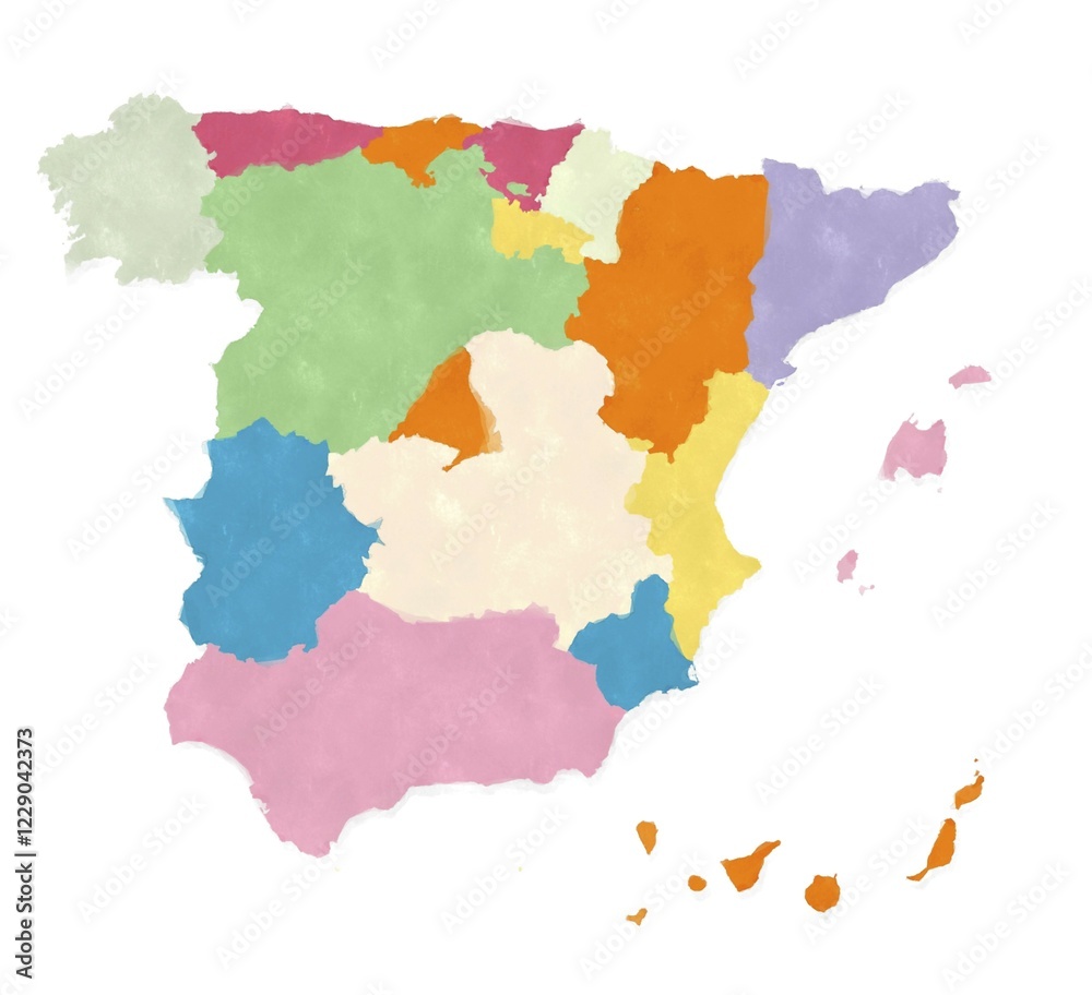 Spain map in watercolors over white background Spain map in watercolors over white background