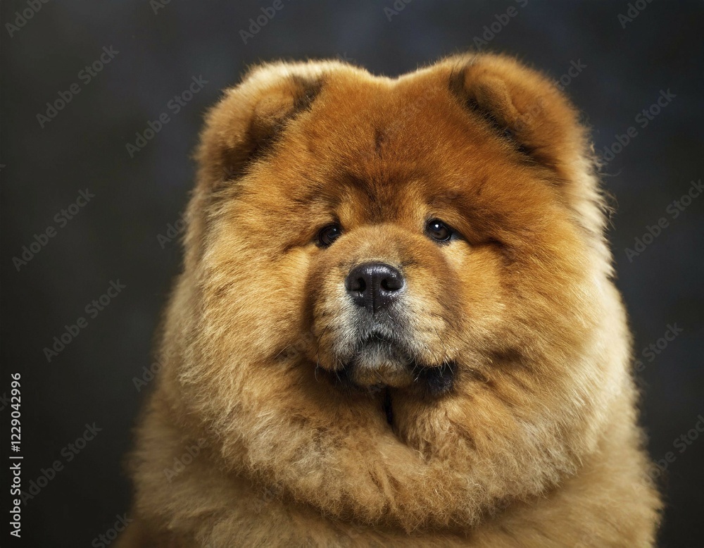 Dog, Chow Chow, portrait, head only, puppies, dark background, AI generated, AI generated Dog, Chow Chow, portrait, head only, puppies, dark background, AI generated, AI generated