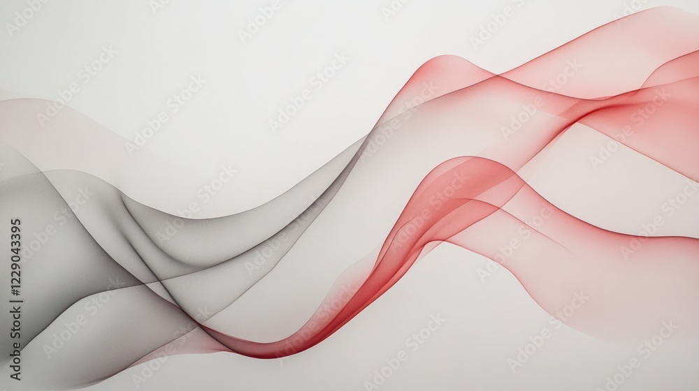 Obraz premium Red and grey abstract waves flow on white background; design element