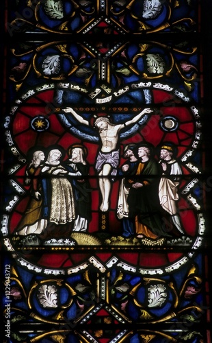 Stained glass in St. Johns church, Kolkata or Calcutta, West Bengal, India, Asia