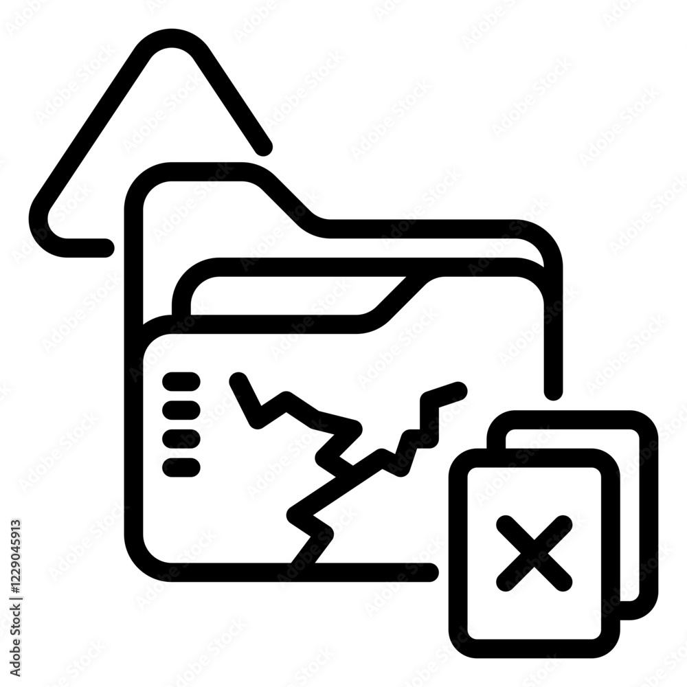 broken File icon, line icon style broken File icon, line icon style
