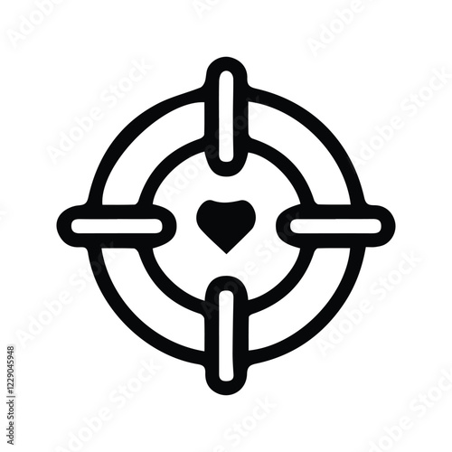 Arrow Target Board Icon. Illustration of a dart target board with a heart symbol in the middle. Shooting Target Board.