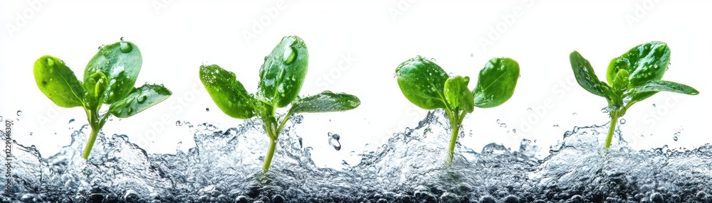 Obraz premium Witness the dynamic balance of nature Thriving, healthy plants demonstrate natural transpiration, showcasing how they efficiently manage water uptake and release for optimal growth Observe the