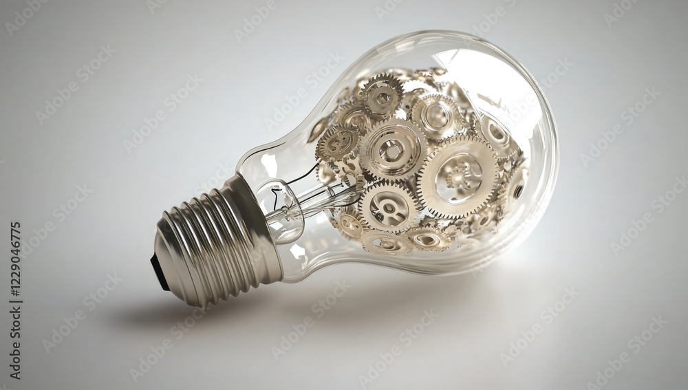 A light bulb filled with colorful gears symbolizes innovation, creativity, and the merging of ideas and mechanics.and ideas in business. A light bulb filled with colorful gears symbolizes innovation, creativity, and the merging of ideas and mechanics.and ideas in business.
