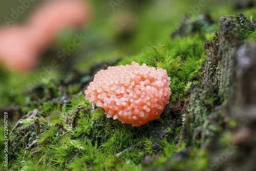 Red raspberry slime mold (Tubifera ferruginosa) Mönchbruch Nature Reserve, Ruesselsheim, Hesse, Germany, Europe photo