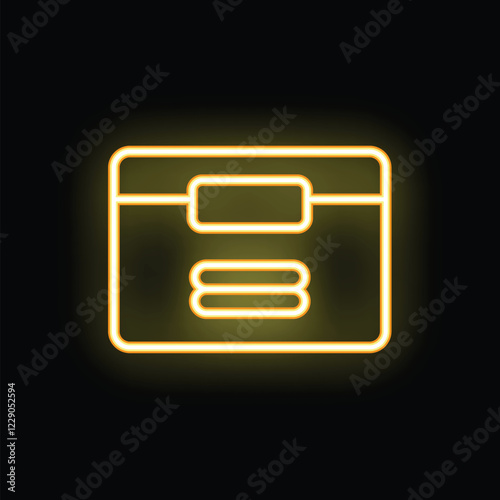 Yellow neon credit card glowing on a black background, representing online payment methods