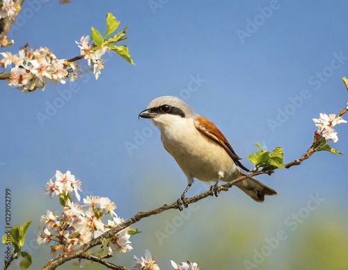 KI generated, A red-backed shrike (Lanius collurio) photo