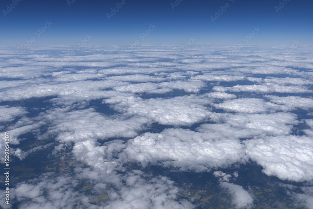 Naklejka premium Clouds over Franconia, seen from the airplane, Bavaria, Germany, Europe