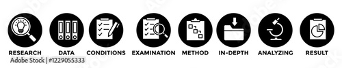 CASE STUDY web banner concept with group of icons for business and media