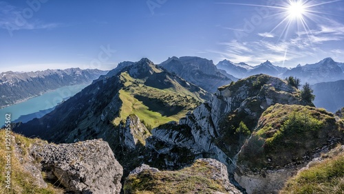 Lake Brienz, View from Oberberghorn, Schynige Platte, Bernese Alps, Switzerland, Europe photo