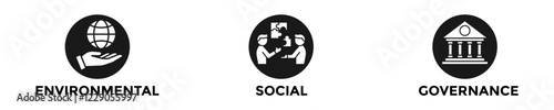 esg web banner concept with group of icons for business and media