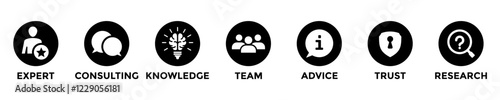 expertise web banner concept with group of icons for business and media